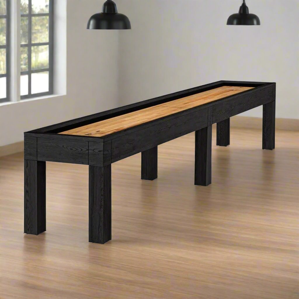45-degree angle shot of the American Heritage Billiards Alta Shuffleboard Table