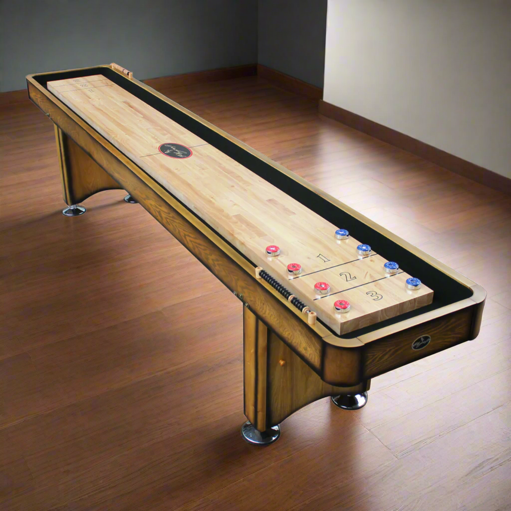 Playcraft | Georgetown Honey Oak | Shuffleboard Table | 12ft | 14ft | 16ft